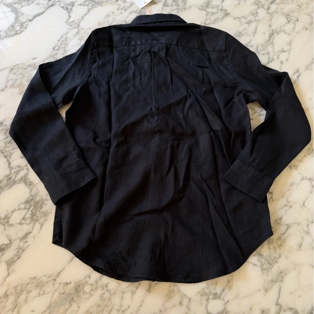 NWT Quince Black 100% European Linen Long Sleeve Button Up Shirt Sz XS - Picture 6 of 6